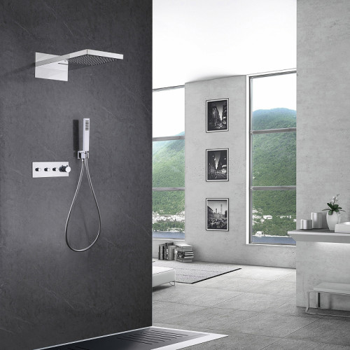 Душевая система Abber Rund AF8752 с термостатом Хром латунь встраиваемый