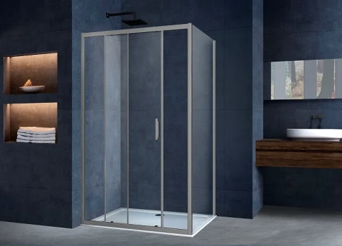 Душевой уголок Vincea Alpha 130x90 VSR-3AL9013CLGM профиль Вороненая сталь стекло прозрачное