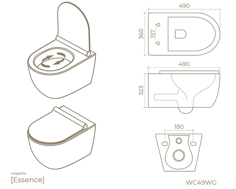 Унитаз Knotlor Essence WC49WG подвесной цвет Белый с сиденьем Микролифт