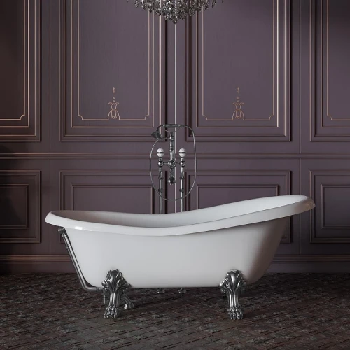 Ванна из искусственного камня Migliore Milady 185x82 26241 ножки Leone Lux Хром