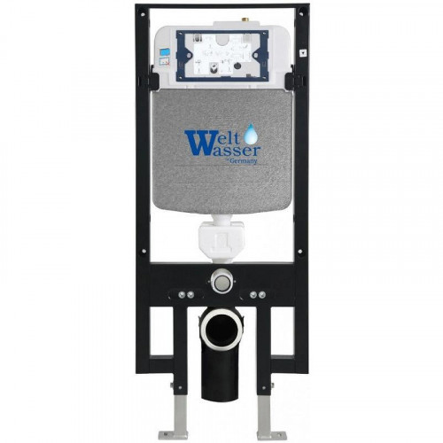 Комплект унитаза с инсталляцией WeltWasser AMBERG 497 + TELBACH 004 GL-WT + AMBERG RD-CR 10000006676 цвет Белый глянцевый с сиденьем Микролифт и клавишей смыва цвет Хром