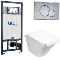 Комплект унитаза с инсталляцией WeltWasser MARBERG 507 + ROTBACH 004 GL-WT + MAR 507 RD 10000006986 цвет Белый глянцевый с сиденьем Микролифт и клавишей смыва цвет Хром