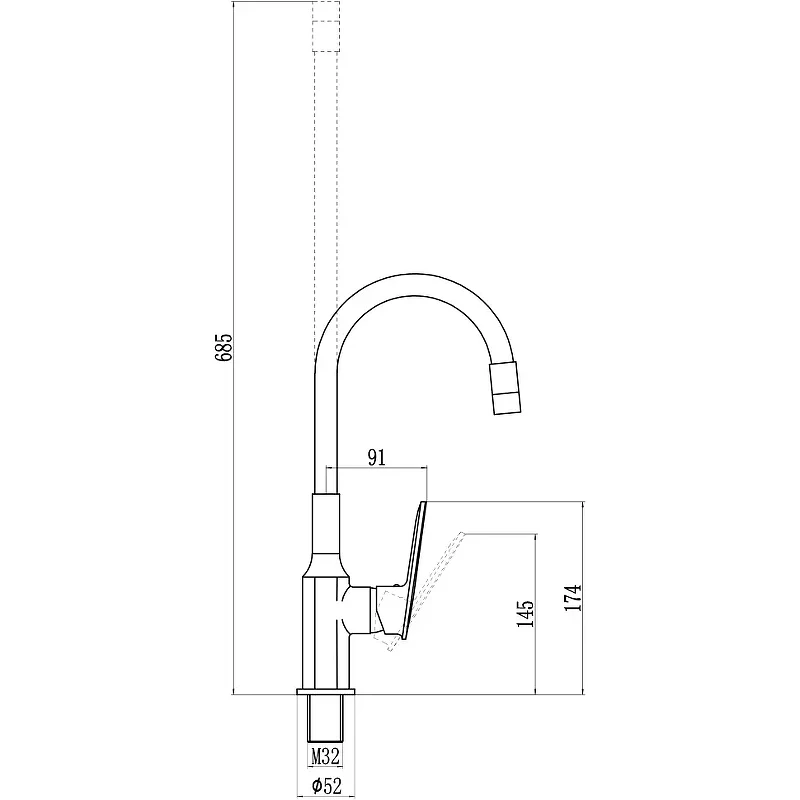 Смеситель для кухни Savol S-600606A цвет Хром Белый
