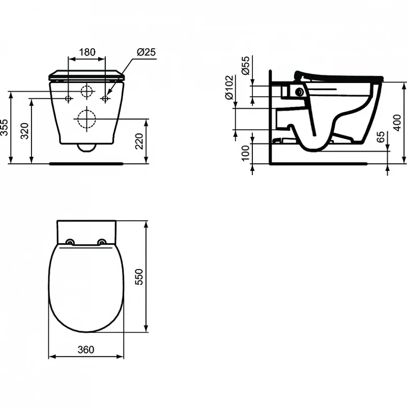 Унитаз Ideal Standard Connect E822301 подвесной с сиденьем Микролифт фарфор подвесной