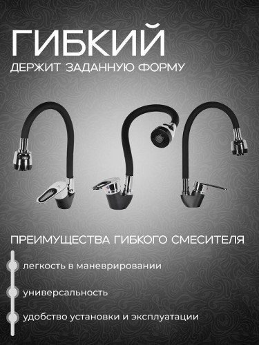 Смеситель для кухни Wisent WP53028F цвет Черный матовый