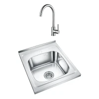 Кухонная мойка Emar Steel 50 T5060L цвет Глянец со смесителем Frap F40899 Нержавеющая сталь