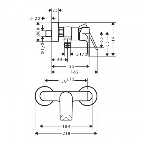 Смеситель для душа Hansgrohe Rebris E 72650670 Черный матовый латунь на стену