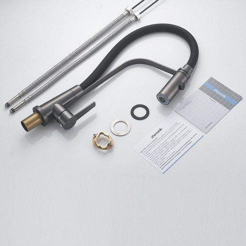 Смеситель для кухни Shevanik S943T-3 цвет Оружейная сталь Черный