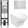 Комплект унитаза с инсталляцией WeltWasser AMBERG 350 + ODENBACH 004 GL-WT + AMBERG RD-MT CR 10000012401 цвет Белый глянцевый с сиденьем Микролифт и клавишей смыва цвет Хром матовый