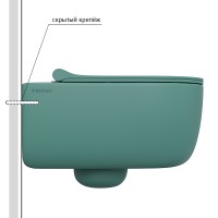 Унитаз Berges Ego XL 082141 подвесной Темно-зеленый матовый с сиденьем Микролифт фарфор подвесной