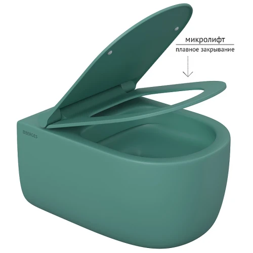 Унитаз Berges Ego XL 082141 подвесной Темно-зеленый матовый с сиденьем Микролифт фарфор подвесной