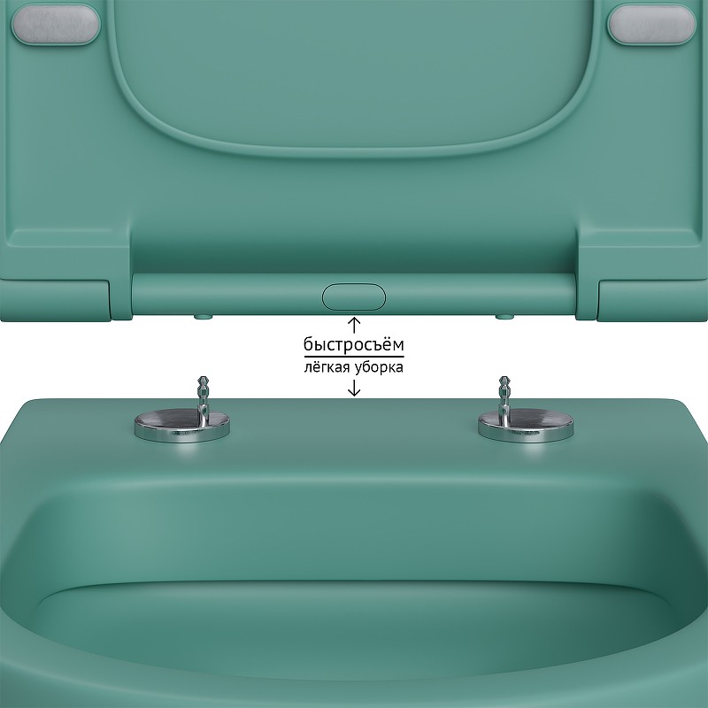 Унитаз Berges Ego XL 082141 подвесной Темно-зеленый матовый с сиденьем Микролифт фарфор подвесной