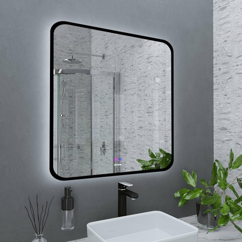 Зеркало Grossman Elegans-норма Black 80 1780802 с подсветкой Черное с сенсорным выключателем и подогревом стекло