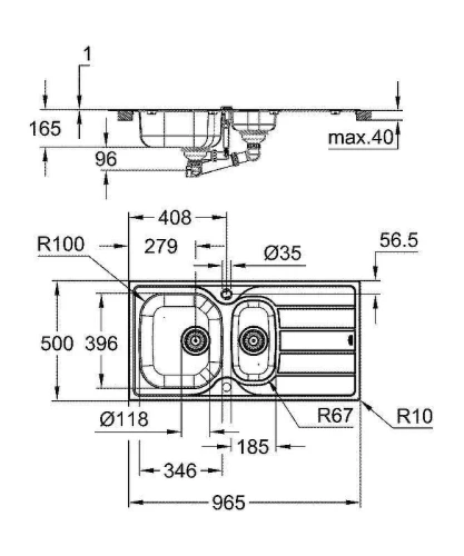 Кухонная мойка Grohe K200 96 31564SD1 Нержавеющая сталь