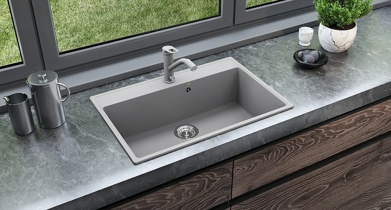 Кухонная мойка Ulgran Quartz Forte 760-02 Лен искусственный камень (литьевой мрамор) встраиваемый