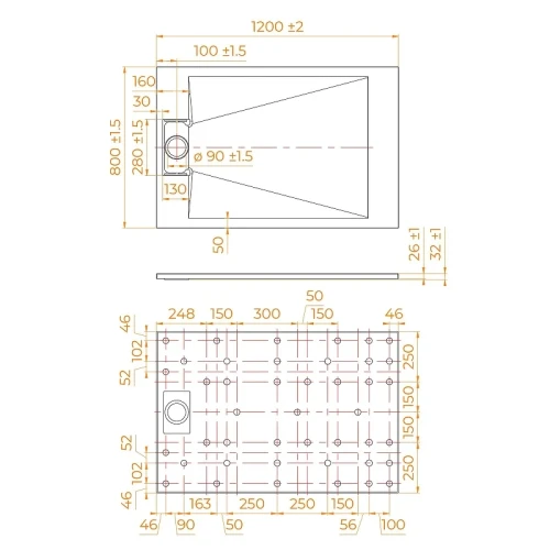 Душевой поддон из стеклокомпозита RGW SMC 80x120 553702812-04 цвет Черный