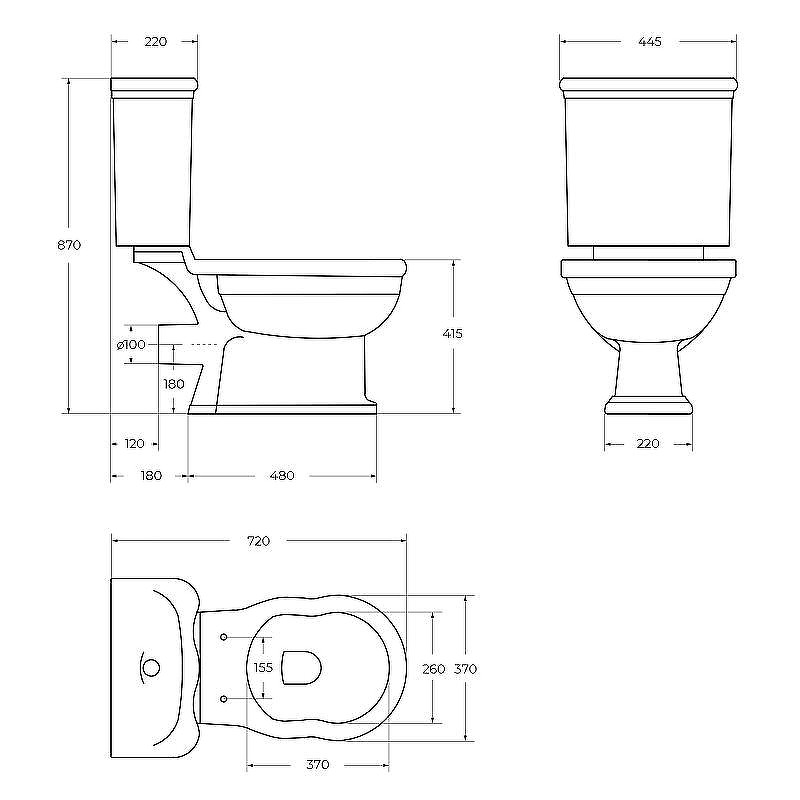 Унитаз-компакт BelBagno Boheme BB115CPR без бачка и сиденья