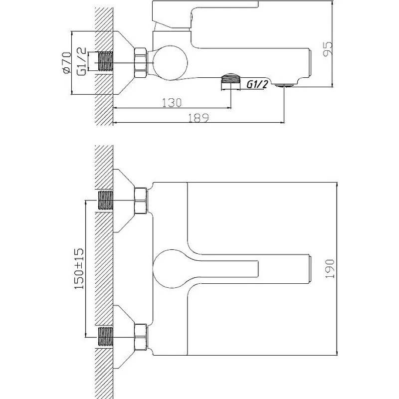 Смеситель для ванны Haiba HB60652 Хром
