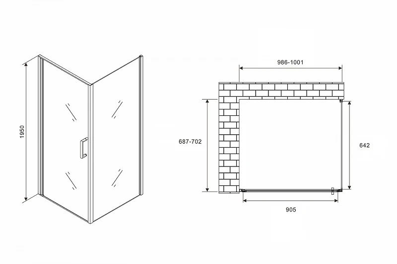 Душевой уголок Abber Sonnenstrand 100x70 AG04100-S70 профиль Хром стекло прозрачное