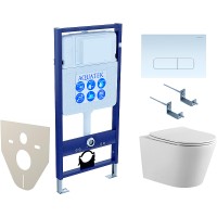 Комплект унитаза с инсталляцией Aquatek Set Aquatek Вега cmp-013 с сиденьем Микролифт и Белой клавишей смыва фаянс подвесной