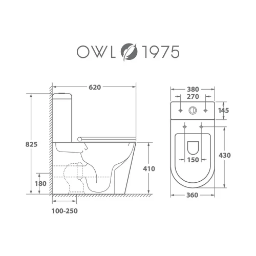 Унитаз-компакт Owl 1975 Vind TOWLT190303 цвет Белый без бачка с сиденьем Микролифт