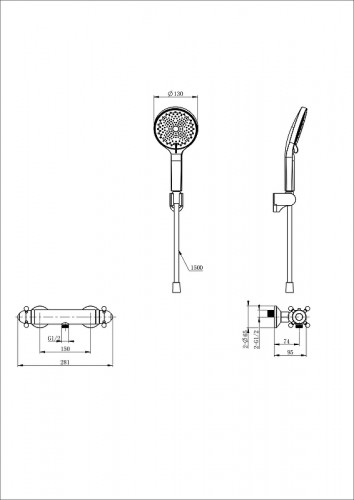 Смеситель для душа Wonzon & Woghand WW-B2048-A-BGG с термостатом цвет Темный графит