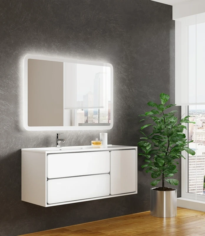 Тумба с раковиной SanVit Бруно-2 120 L kbruno2120 с фактурой под дерево подвесная Лиственница МДФ / ЛДСП