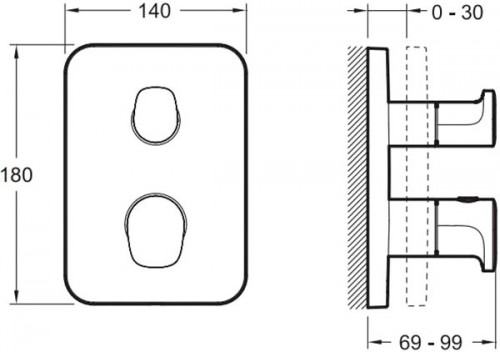 Смеситель для душа Jacob Delafon Модуло E98726-CP с термостатом Хром латунь встраиваемый
