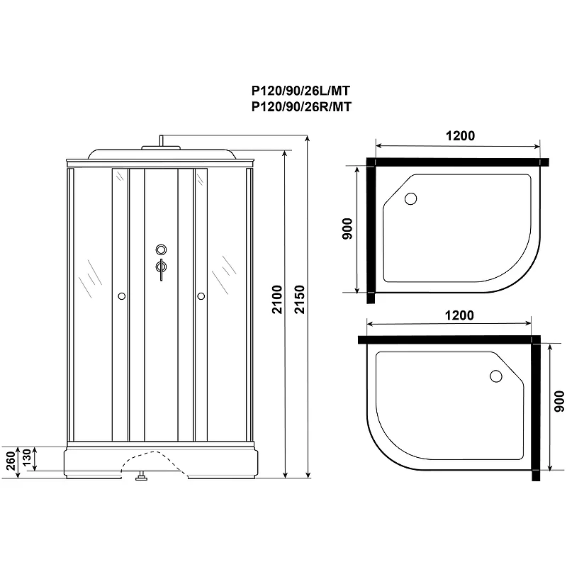 Душевая кабина Niagara Promo 120x90 L P120/90/26L/MT без гидромассажа
