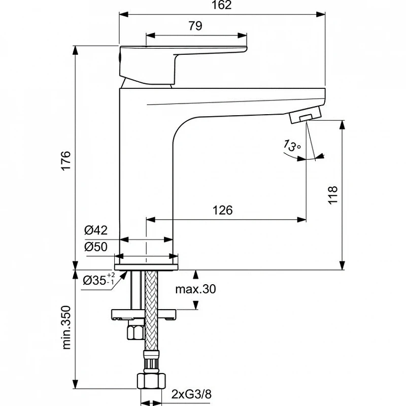 Смеситель для раковины Ideal Standard Cerafine Model O BC554AA Хром латунь