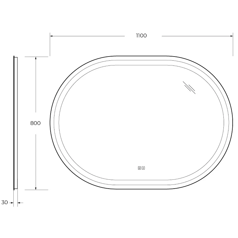 Зеркало Cezares Giubileo 110 CZR-SPC-GIUBILEO-1100-800-TCH-WARM с подсветкой с сенсорным выключателем и подогревом стекло