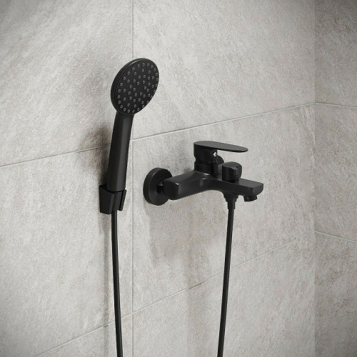 Смеситель для ванны Aringa Рейн AR02006BL Черный латунь на стену