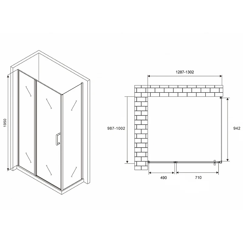 Душевой уголок Abber Sonnenstrand 130х70 AG04130S-S70 профиль Хром стекло прозрачное