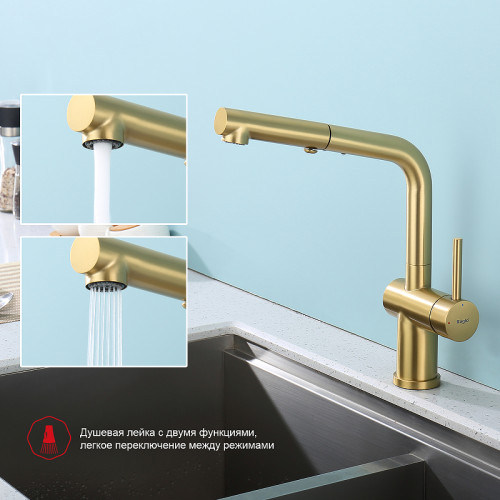 Смеситель для кухни Raglo R86.49.03 Золото матовое латунь