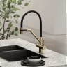 Смеситель для кухни Sancos Dora SC4003BG Золото брашированное Черный латунь