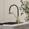 Смеситель для кухни Sancos Dora SC4003BG Золото брашированное Черный латунь