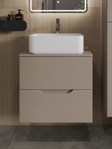 Тумба с раковиной Orange Line 60 Li-60TuLMDF+B02-460W подвесная Латте матовый МДФ / ЛДСП