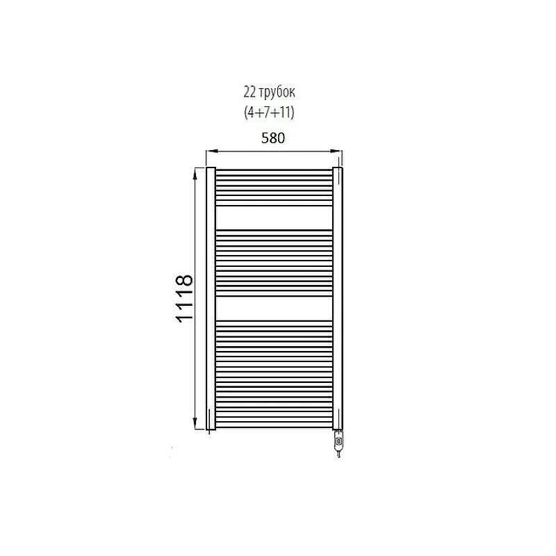 Электрический полотенцесушитель Irsap Ares 580x1118 EIM058K50IR01NNN Хром