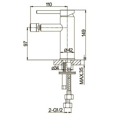 Смеситель для биде Caprigo Don 53-030-NER Черный матовый латунь