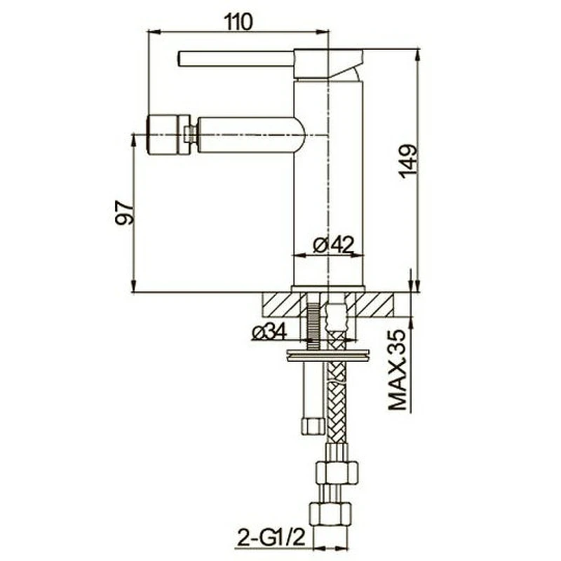 Смеситель для биде Caprigo Don 53-030-NER Черный матовый латунь