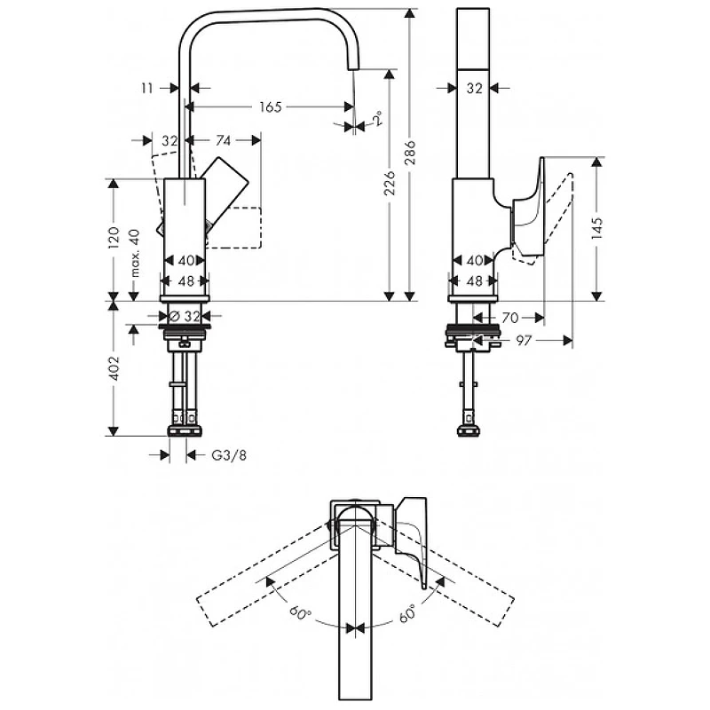 Смеситель для раковины Hansgrohe Metropol 230 32511140 Шлифованная бронза латунь