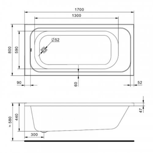 Акриловая ванна Santek Ламма 170x80 1WH501763 без гидромассажа