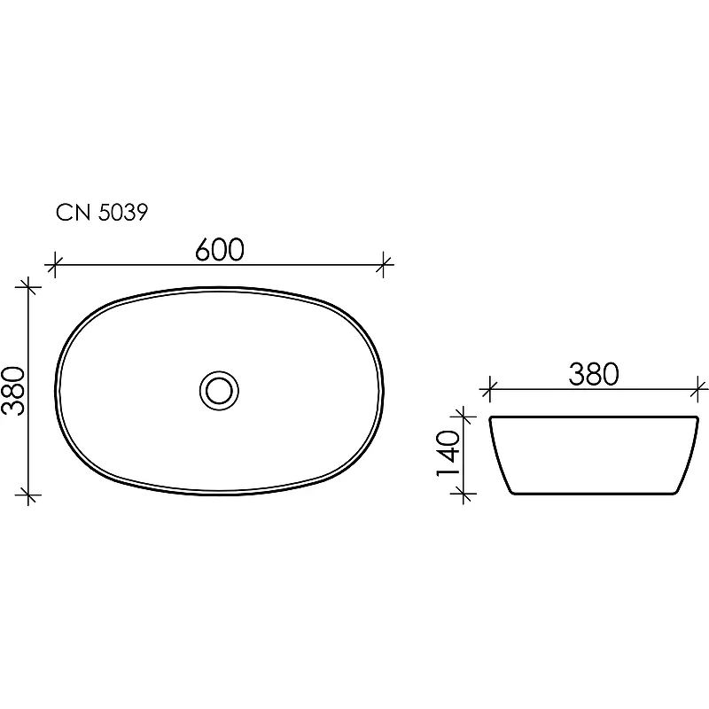 Раковина-чаша Ceramicanova Element 60 CN5039 Белая фарфор накладная