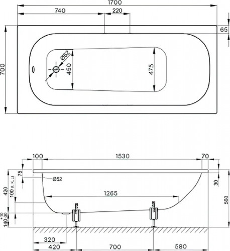 Стальная ванна Bette Form 170х70 2945-000ADARPLUS с антискользящим покрытием