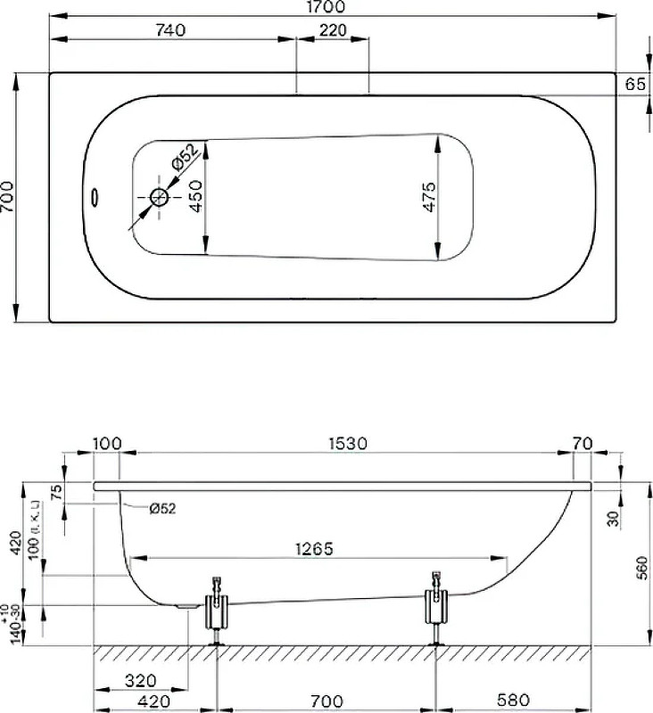Стальная ванна Bette Form 170х70 2945-000ADARPLUS с антискользящим покрытием