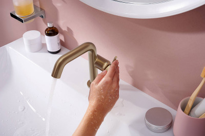 Смеситель для раковины Hansgrohe Tecturis S 73320140 Шлифованная бронза латунь