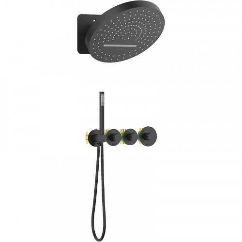 Душевая система Timo Saona SX-2329/03SM с термостатом Черная матовая латунь встраиваемый