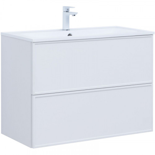 Тумба под раковину Aquanet Арт 90 313256 подвесная Белая матовая МДФ / ЛДСП