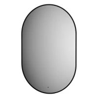 Зеркало Defesto Aura 60х90 DF 2935R с подсветкой 25W-3000K/ИК - выключатель/Теплый белый свет/Черная рама