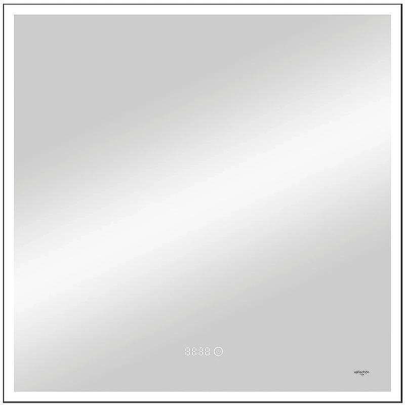Зеркало Reflexion Ghost 800х800 RF5224GH с подсветкой Черное с сенсорным выключателем, диммером и часами